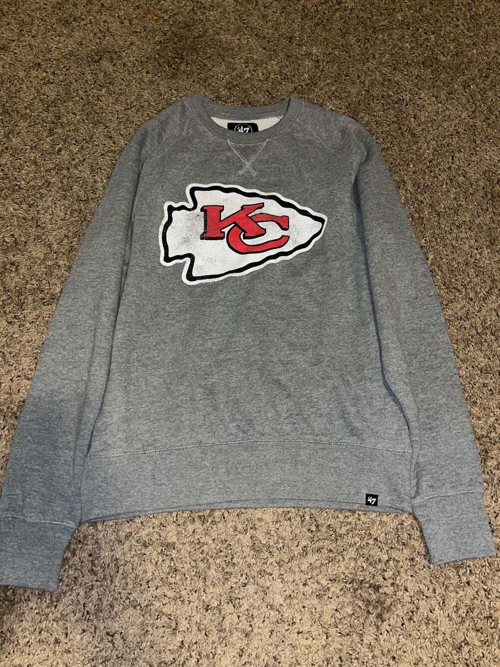 47 Brand Kansas City Chiefs Mens Grey Imprint Match Crewneck Sweatshirt